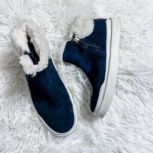 COLE HAAN • Black + White Sherpa GrandPrø Rally Sneaker Bootie